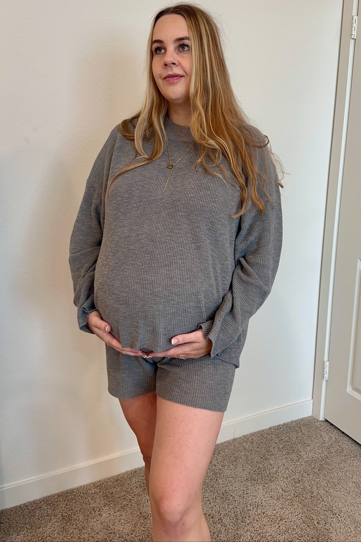 Grey Sweater and Short Maternity Set
