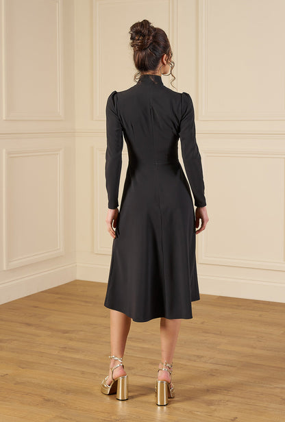 1970s Barbara Keyhole Dress - Black