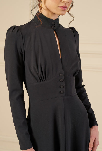 1970s Barbara Keyhole Dress - Black