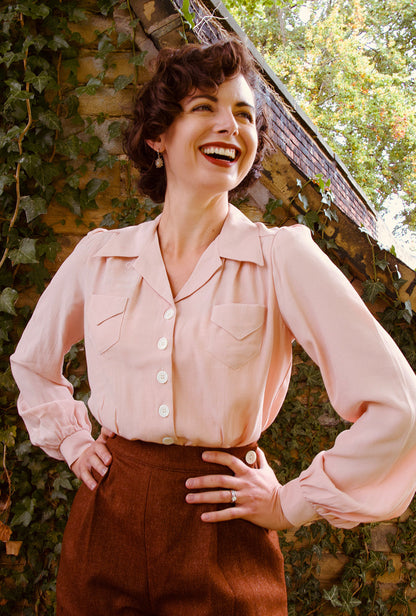 1940s Sweetheart Blouse - Blush
