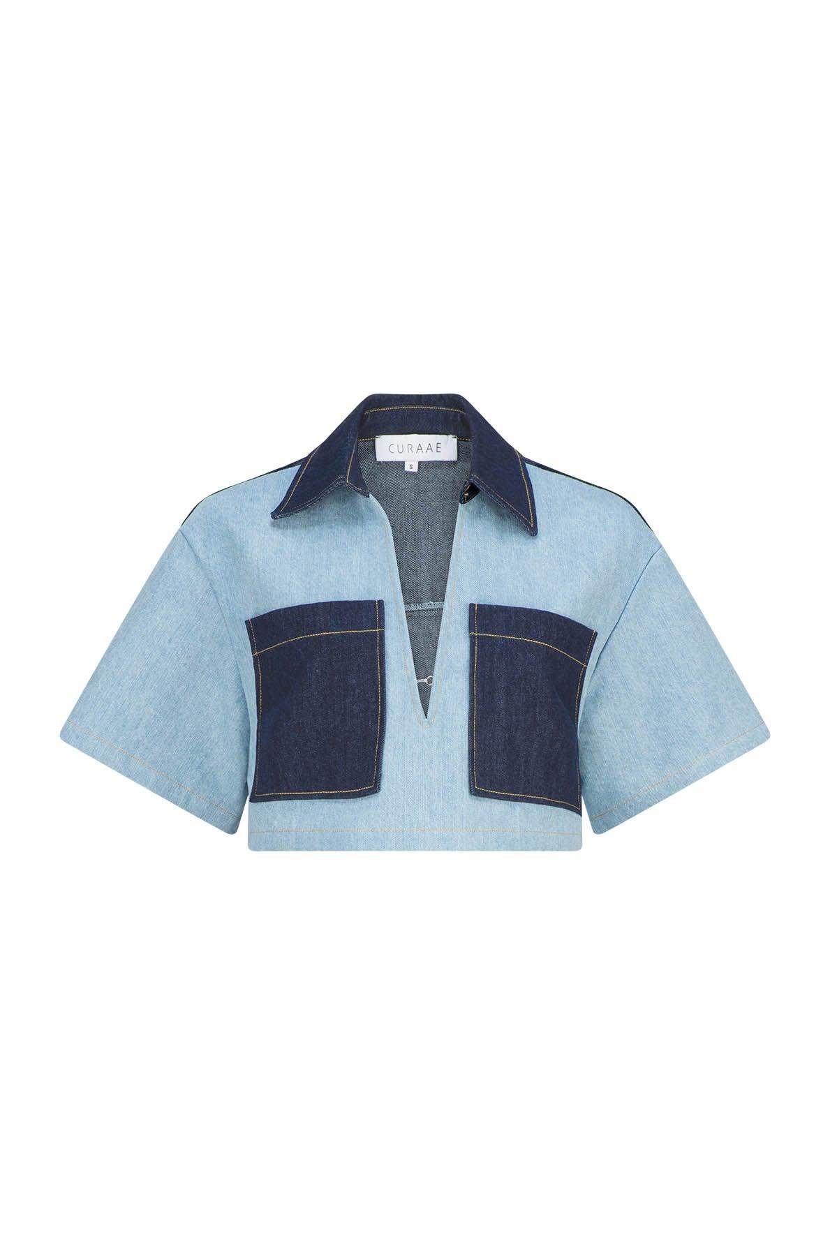 CURAAE Hugo Crop Top in Denim