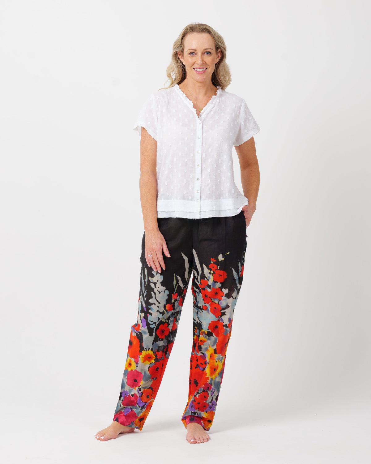 Chilli Pants in Abstract Black Floral