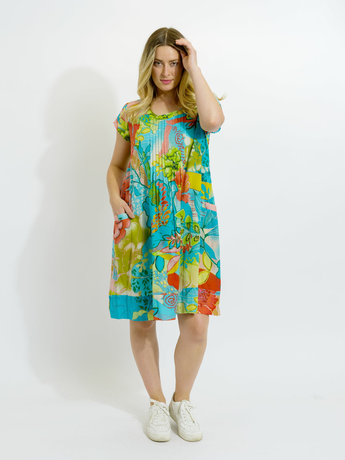 Marcoola dress in Aqua Yellow