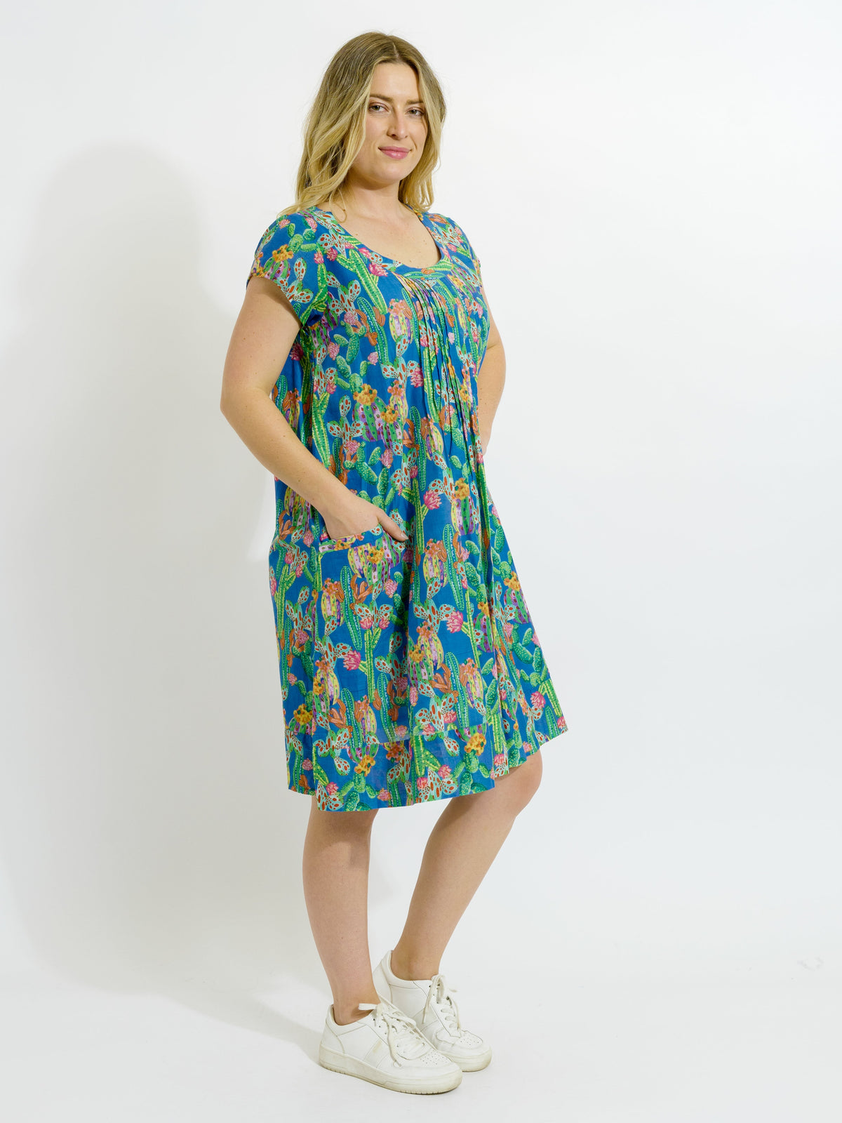 Marcoola dress in Blue Cactus
