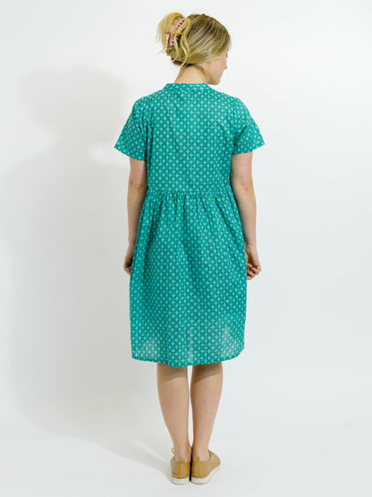 Airley Dress in Teal Diamonds