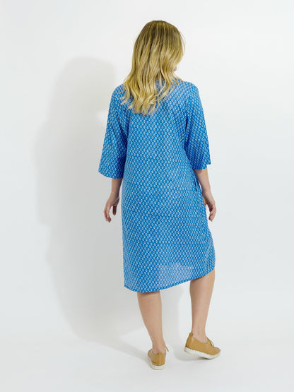 Heron Dress in Blue and White Eyes