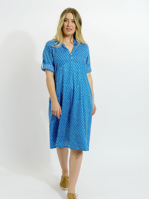 Mareeba Dress in Blue and White Eyes