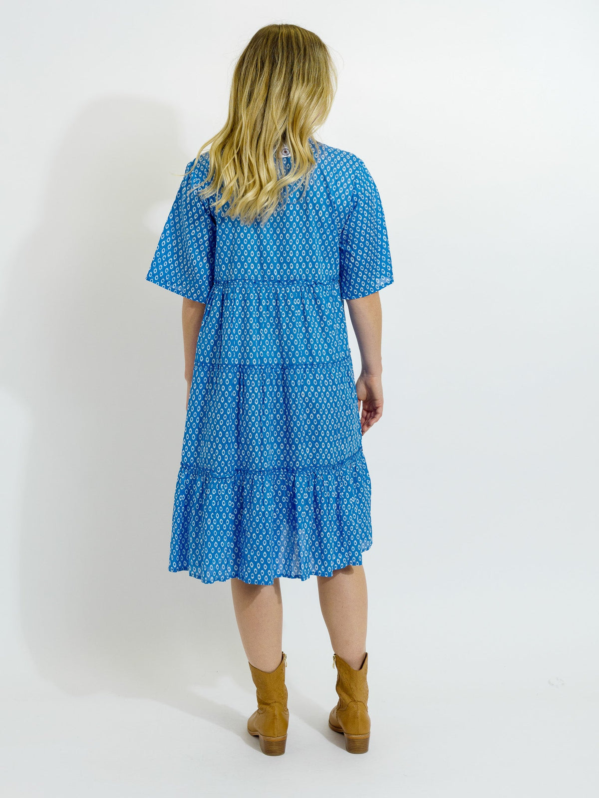 Castaway Dress in Blue and White
