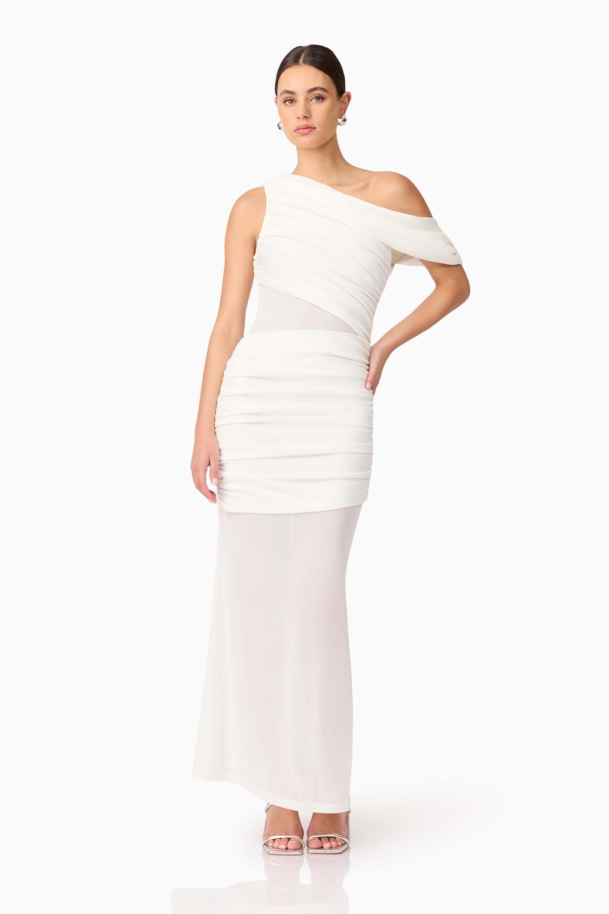 Darya Asymmetrical Gown in White