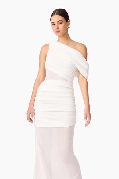 Darya Asymmetrical Gown in White