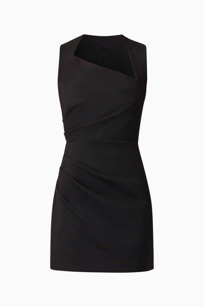 Alina Asymmetrical Mini Dress in Black