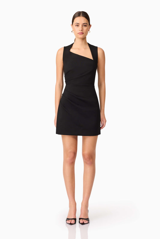 Alina Asymmetrical Mini Dress in Black