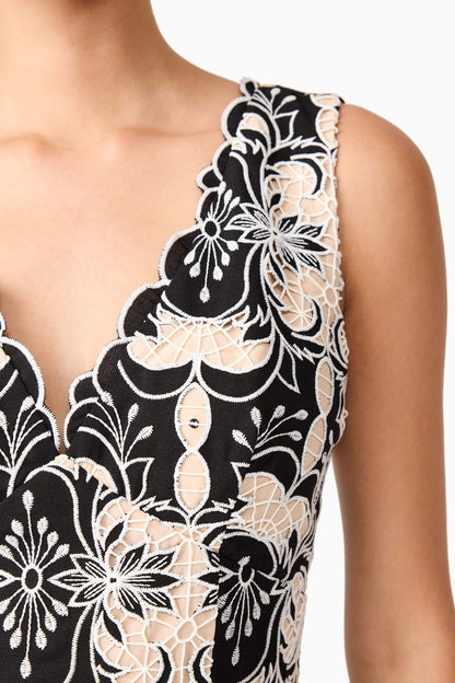 Jolie Floral Mini Dress in Black