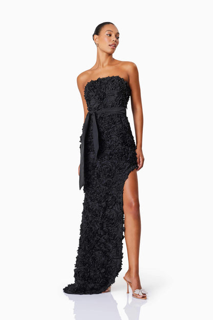 Megan Strapless Maxi Gown In Black