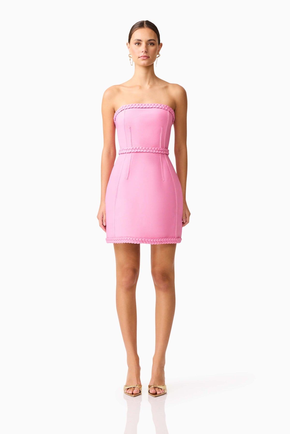 Coralene Strapless Mini Dress in Pink