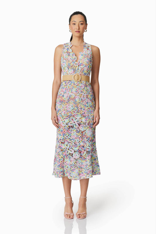 Rue Crochet Midi Dress in Purple