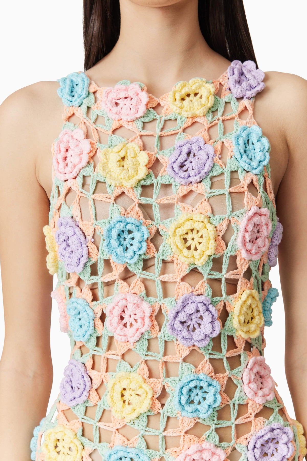 Elise Crochet Mini Dress in Purple
