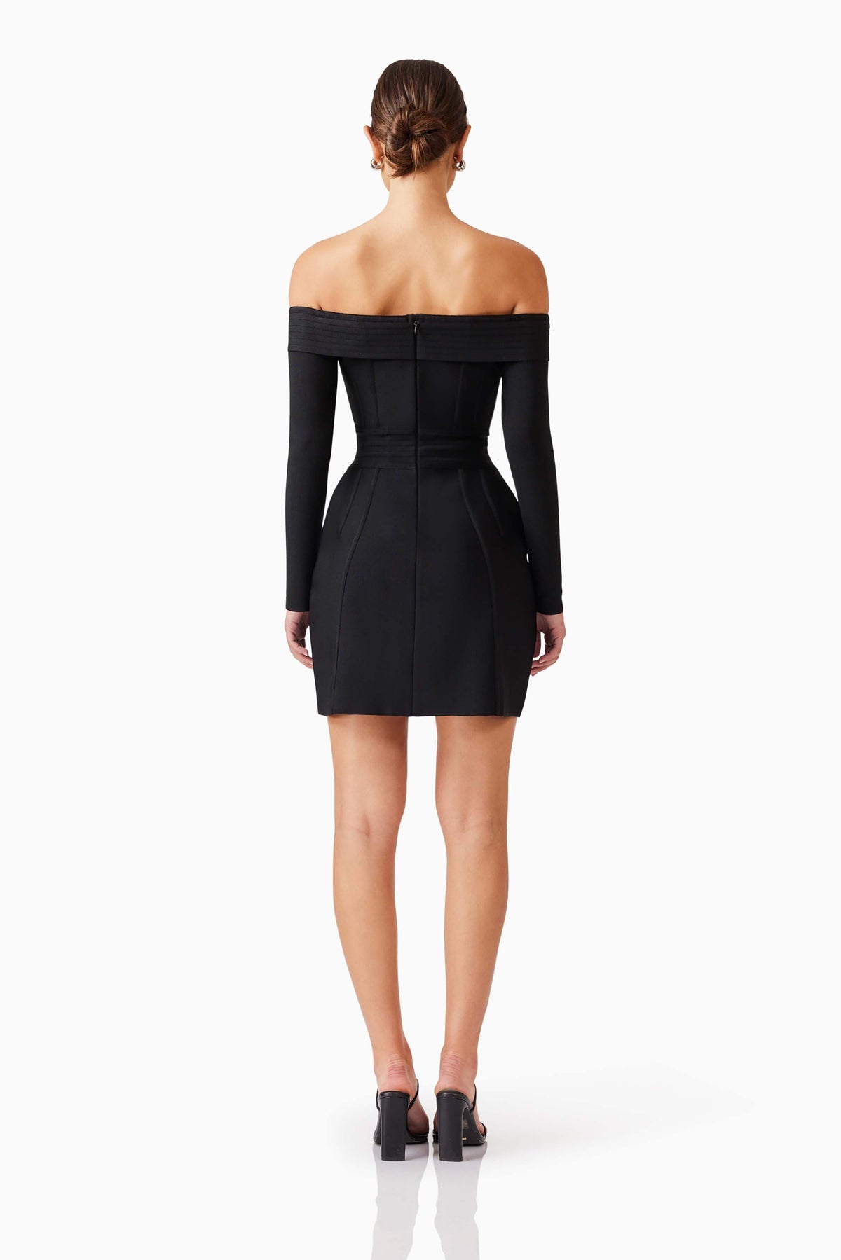 Katlyn Off The Shoulder Mini Dress in Black