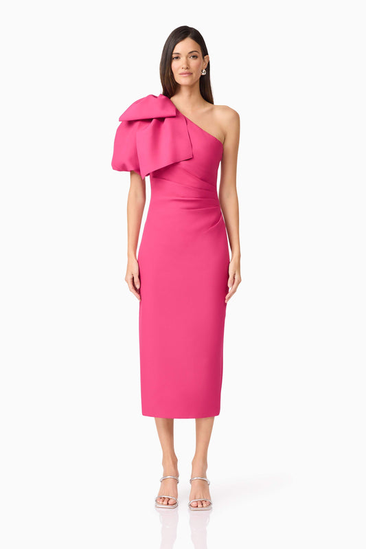 Elysie Asymmetrical Midi Dress in Pink