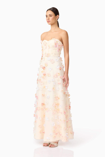 Livia Strapless Maxi Dress in Yellow