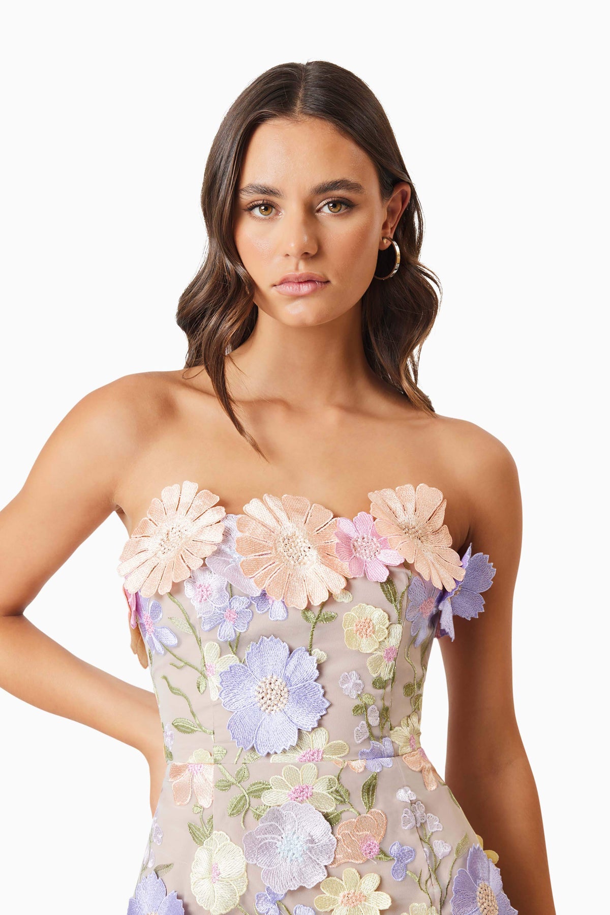 Arabella Strapless Mini Dress In Purple