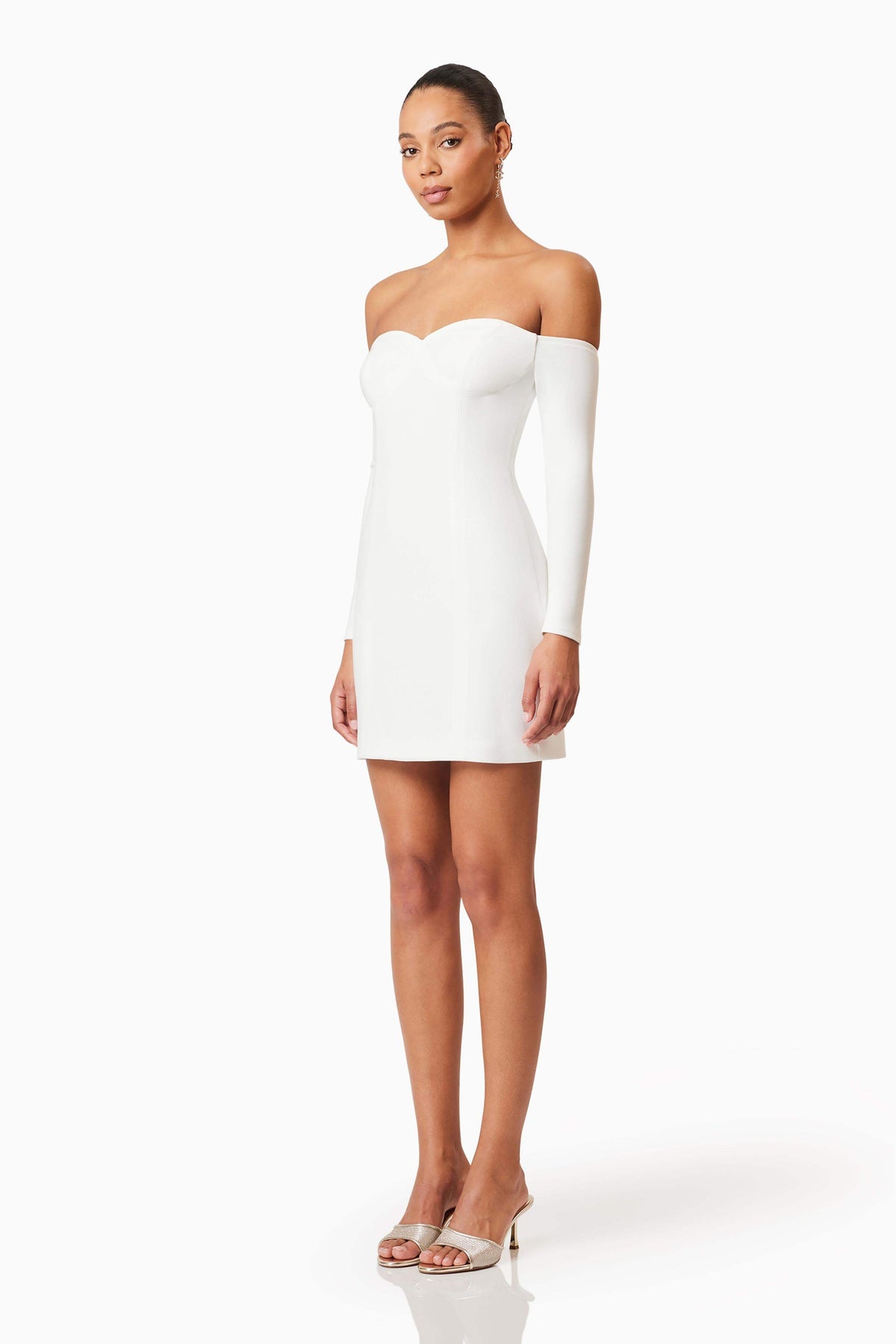 Janelle Long Sleeve Mini Dress In White