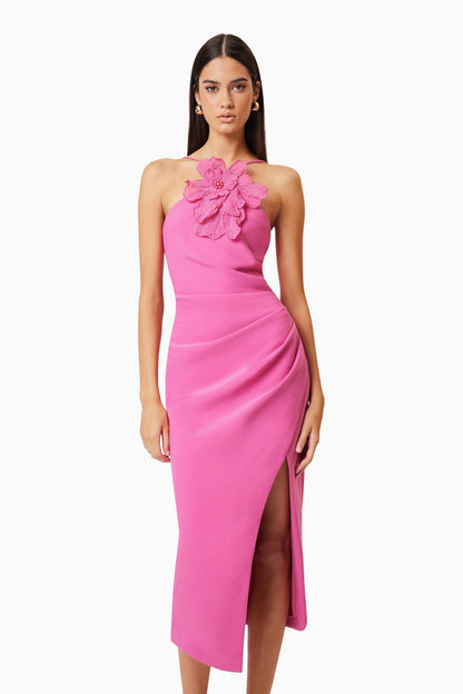 Janelle 3D Midi Dress In Pink