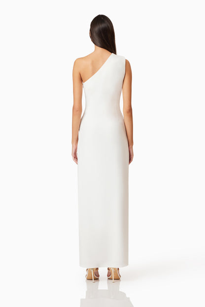 Janelle One Shoulder Gown In White