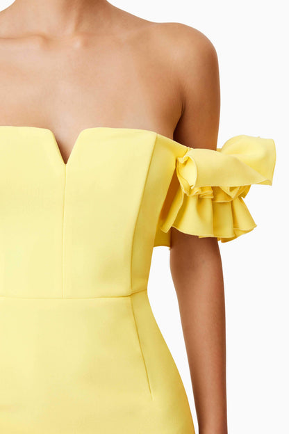 Nola Off The Shoulder Mini Dress In Yellow