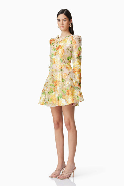 Aella A-Line Mini Dress in Yellow