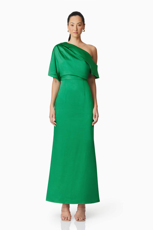 Roni Asymmetrical Gown in Green