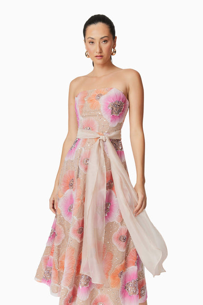 Brittany A-Line Midi Dress in Pink