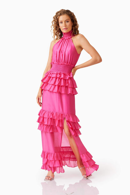 Kalani Halter Maxi Dress in Pink