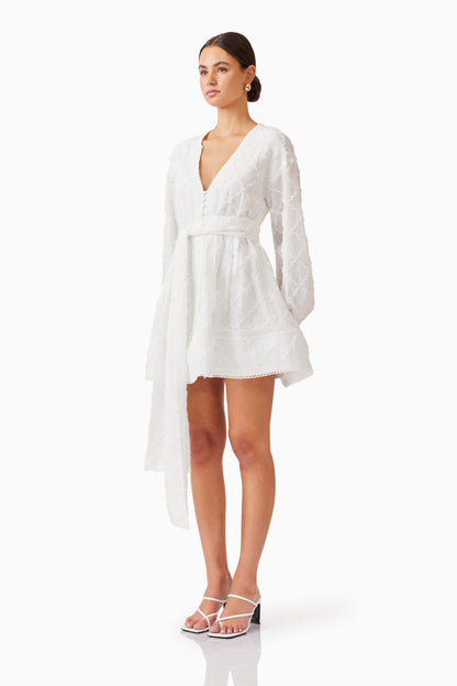 Iris Long Sleeve Mini Dress in White