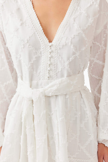 Iris Long Sleeve Mini Dress in White