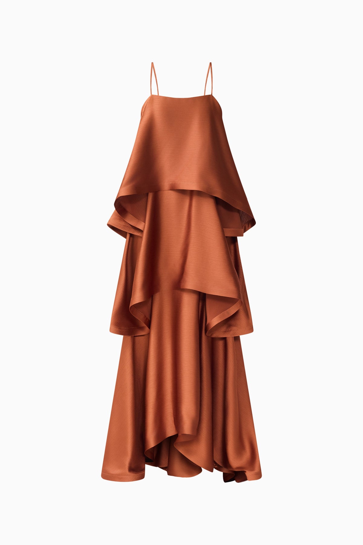 Tilly Tiered Maxi Dress in Chestnut Brown