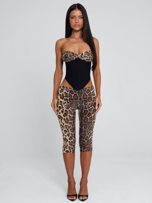 Eira Capri Pant Leopard Sequin