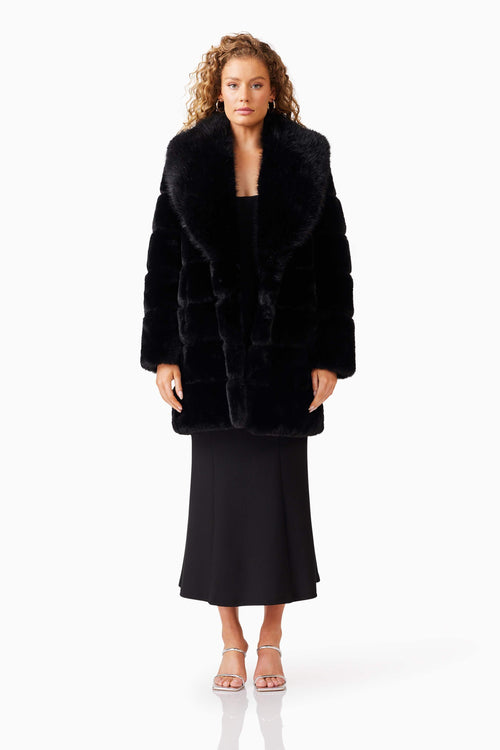 Keystone Faux Fur Coat in Black