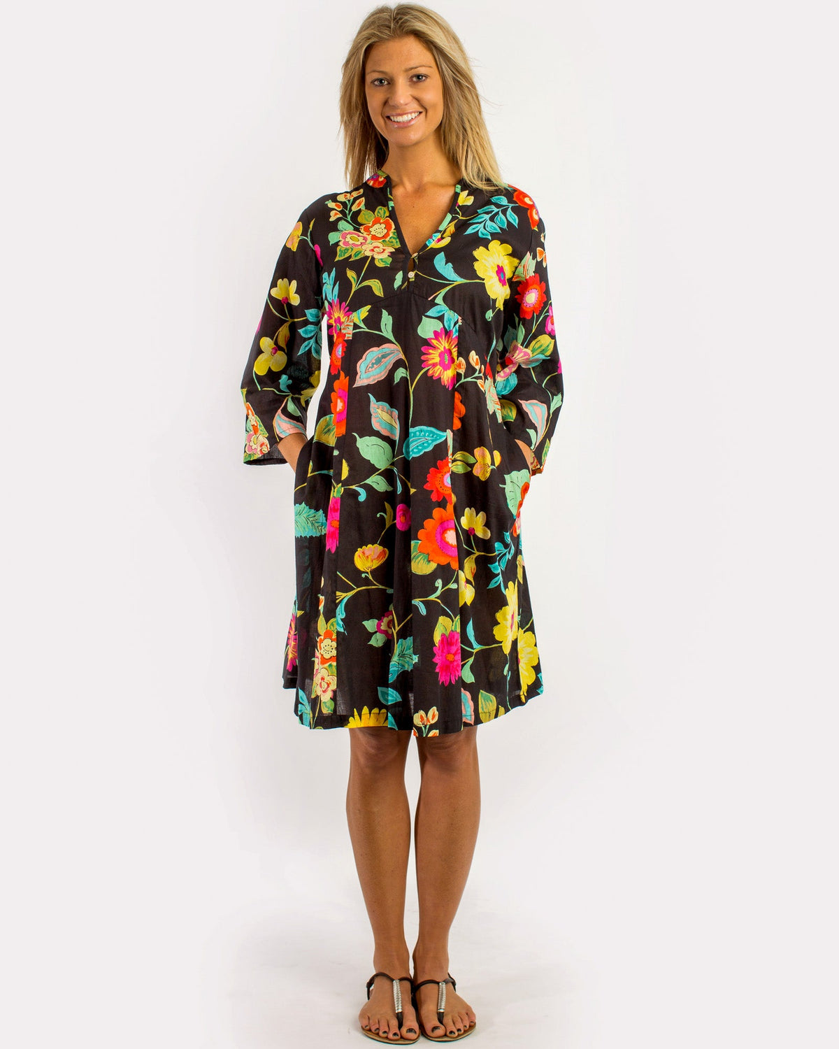Lucinda Dress in Black Floral