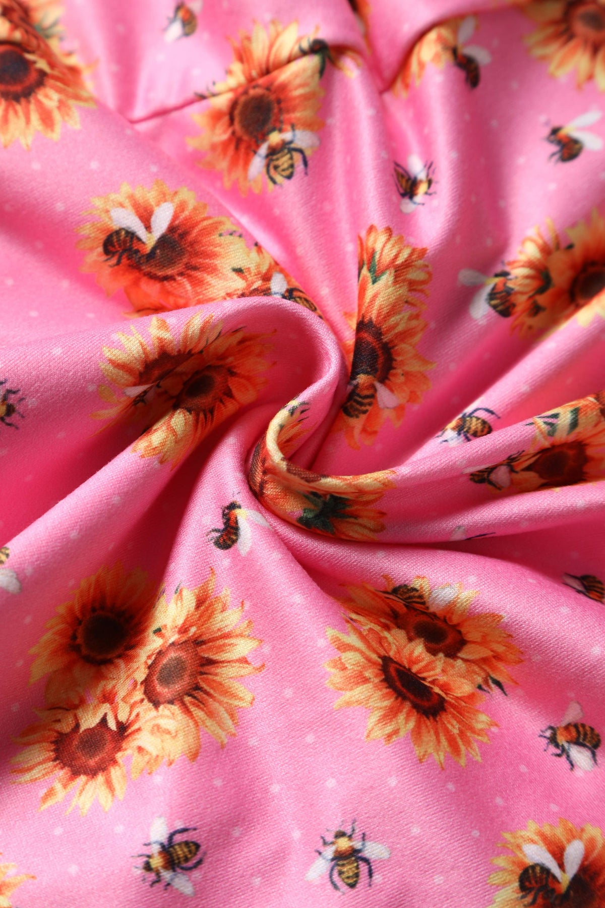 Claudia Pink Cap Sleeved Dress with Sunflowers & Bees