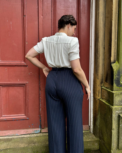 1930s Marlene Trousers - pinstripe twill