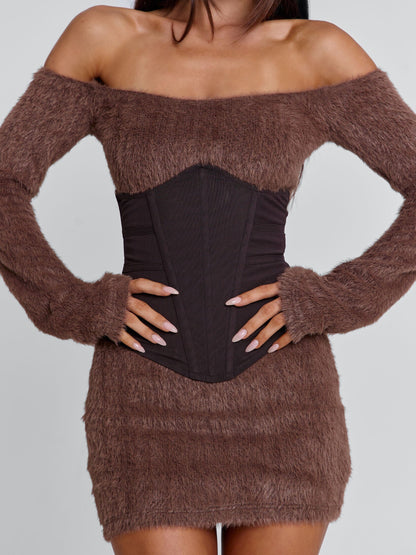 JUNO MINI DRESS BROWN