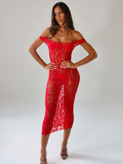 KAELIS MIDI DRESS RED