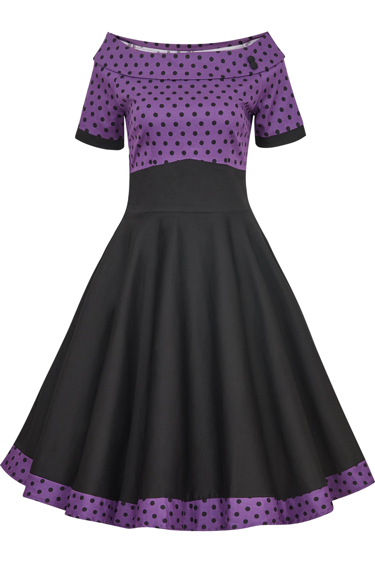 Darlene Purple & Black Polka Dot Circle Dress