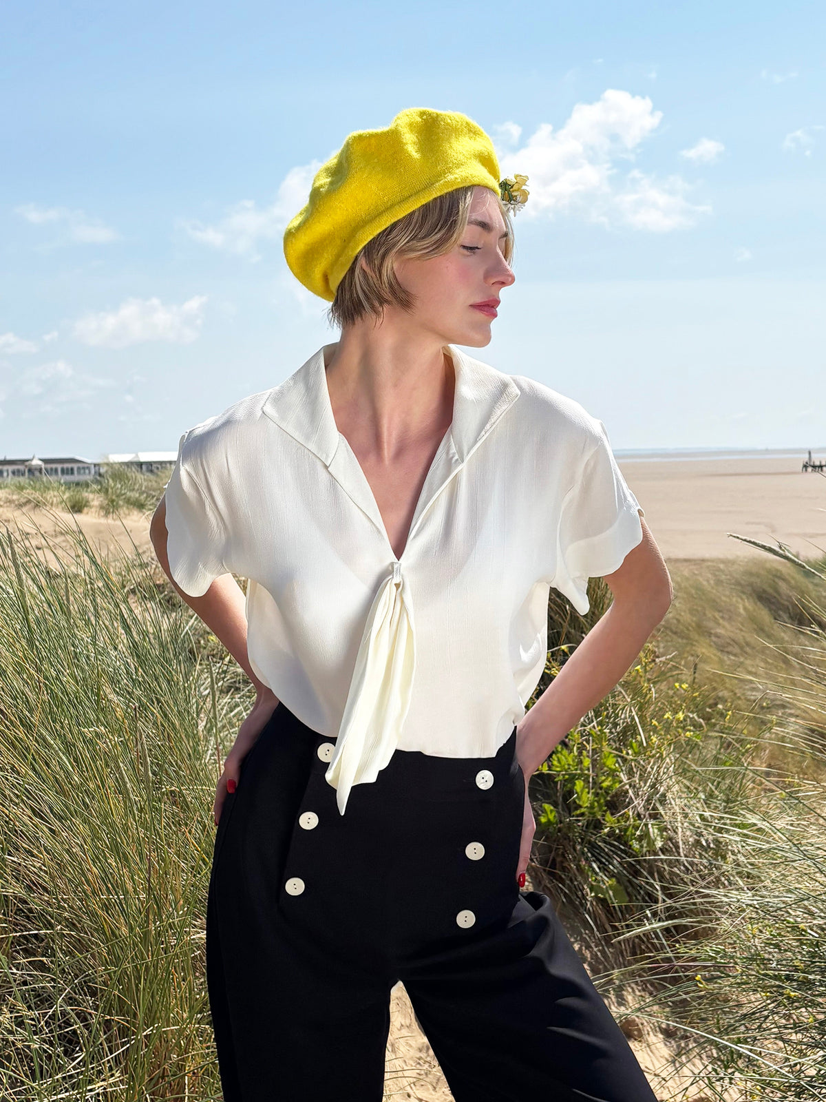 1930s Sailor Blouse - Ivory Crepe