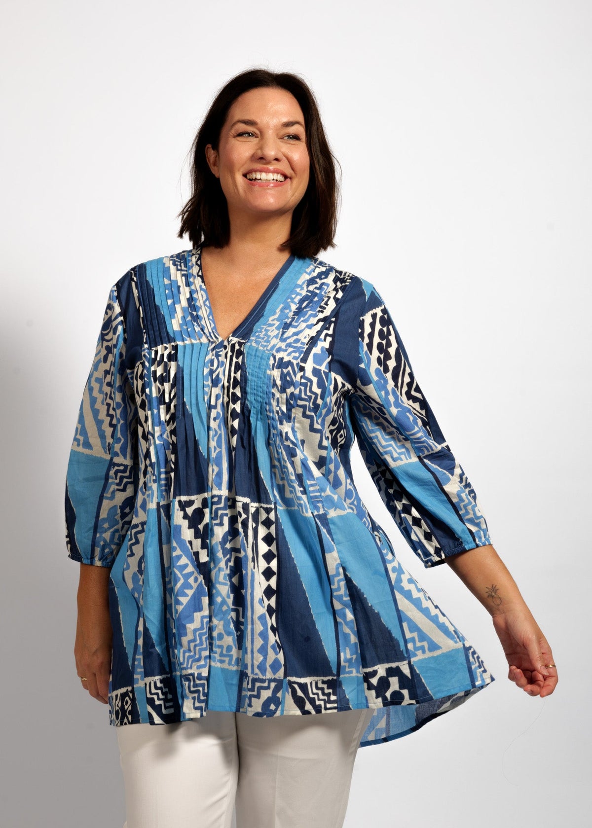 Alexa Top in Blue Rectangles