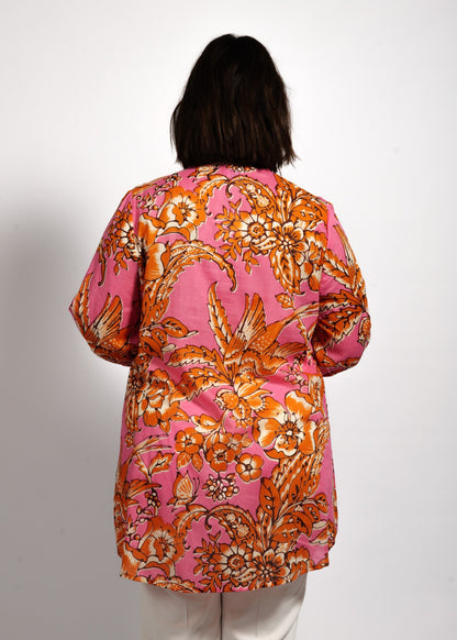Alexa Top in Orange Pink Garden