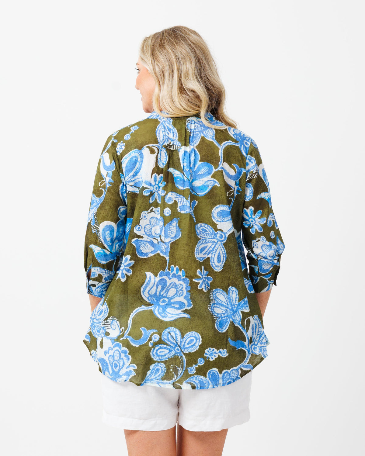 Palm Cove Top in Kale Floral