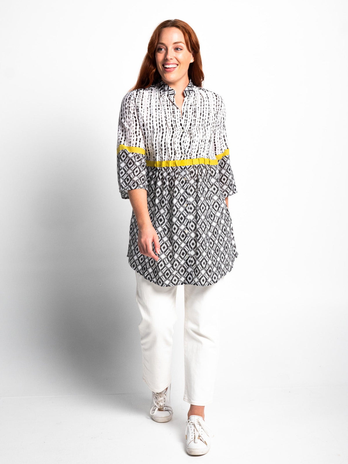 Eumundi Top in Black White and Lime