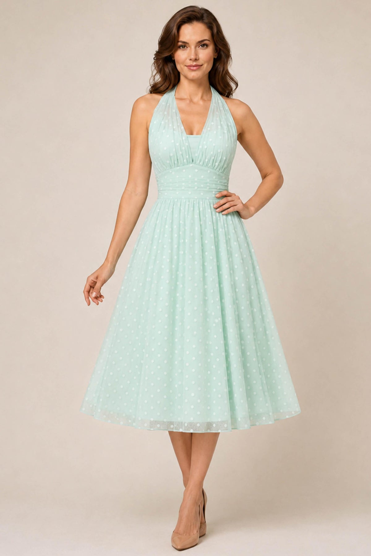 Dorothea Light Green Halter Dress